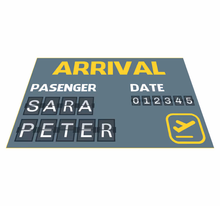 Ankomstflygbiljett Vinylmatta namn - Tenstickers