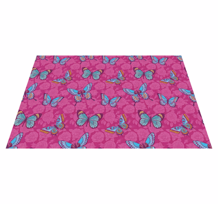 Fjärilsblommotiv Vinylmatta blommor och växter - Tenstickers