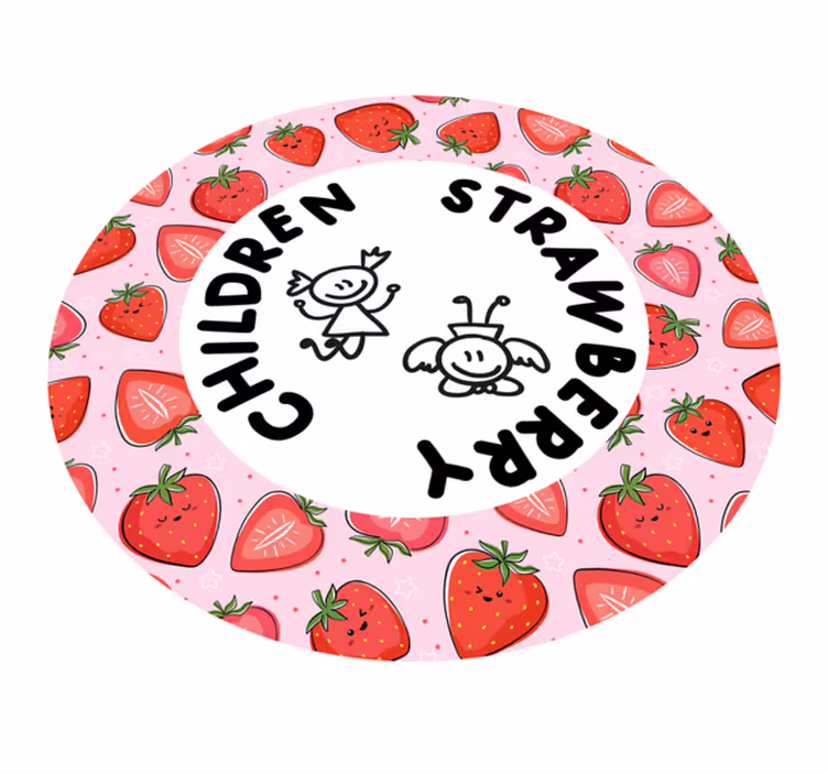 Jordgubbar och barn Vinylmatta Kök - Tenstickers