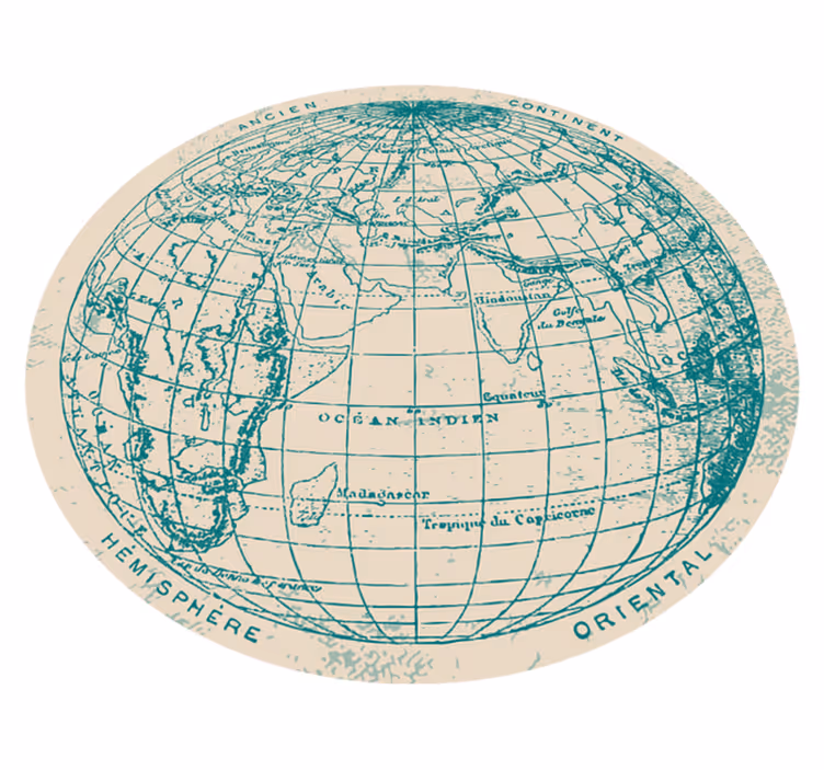 Geografisk jordglobdesign Vinylmatta Världskarta - Tenstickers