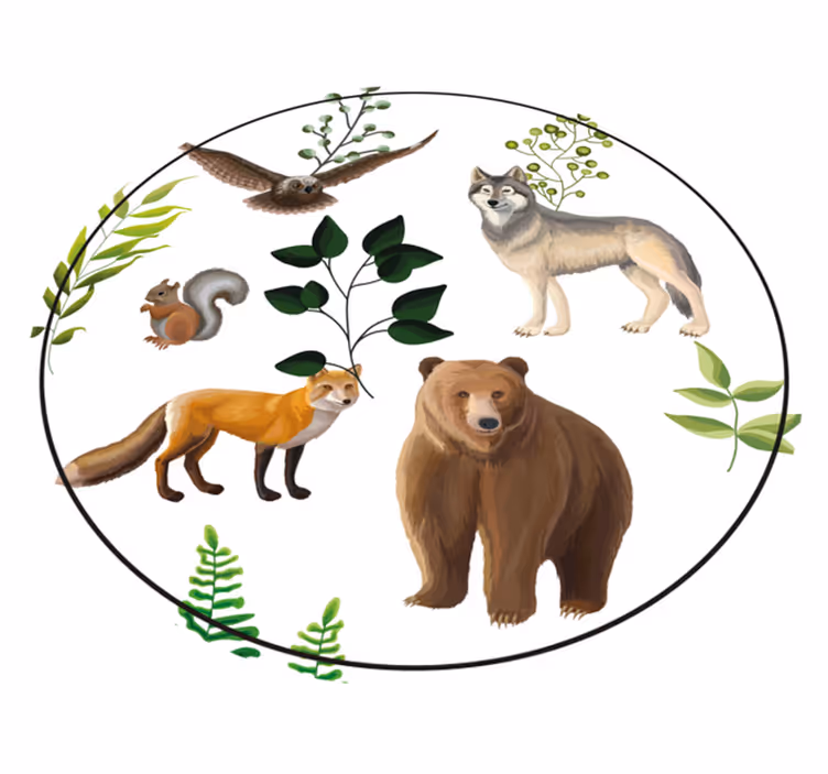 Flera djur design djur matta - Tenstickers