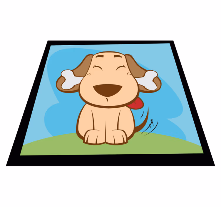 Glad hund med ben Vinylmatta djur - Tenstickers