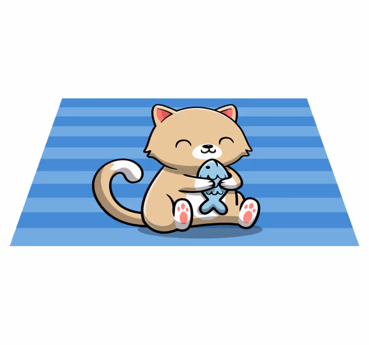 Söta beige katt kök golvplattor - Tenstickers