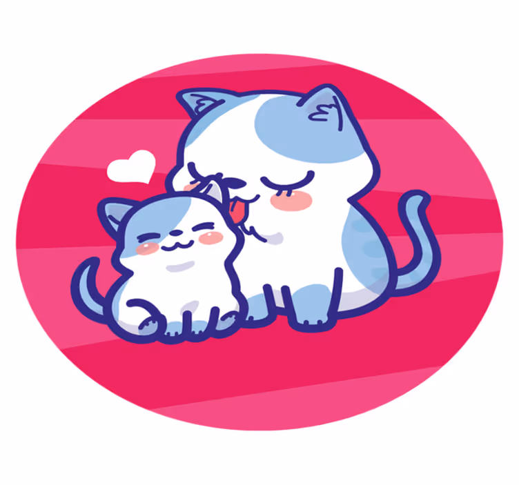 En mammakatt med sin runda matta för katt - Tenstickers