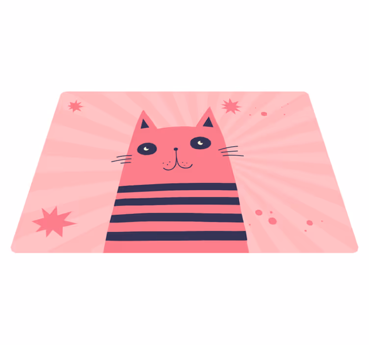 Rosa kattillustration Vinylmatta Barn - Tenstickers