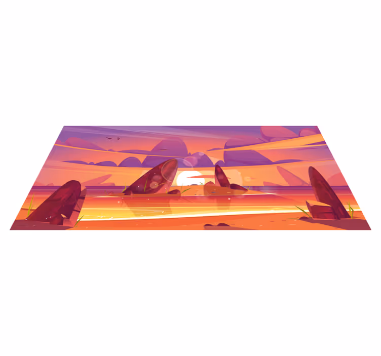 Tecknad strand och hav natur vinyl matta - Tenstickers