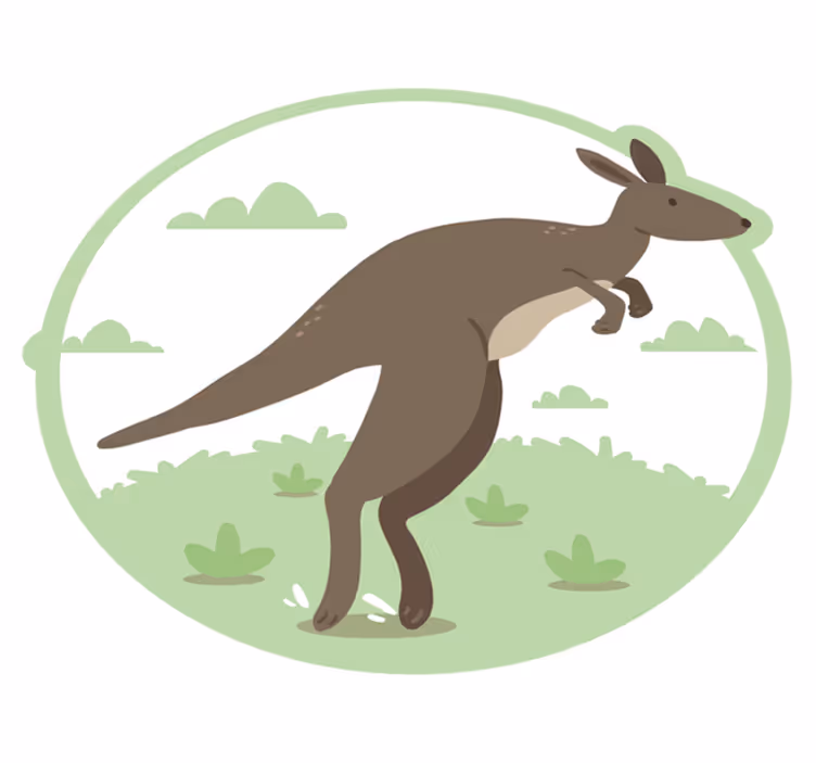 Hoppande känguru tecknad djur matta - Tenstickers