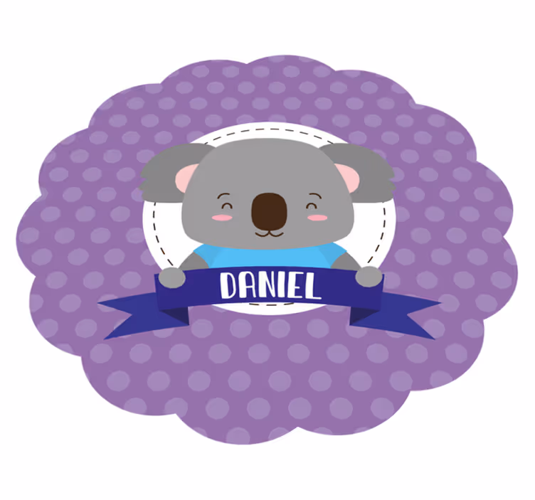 Söt koala med namn Vinylmatta daghem - Tenstickers