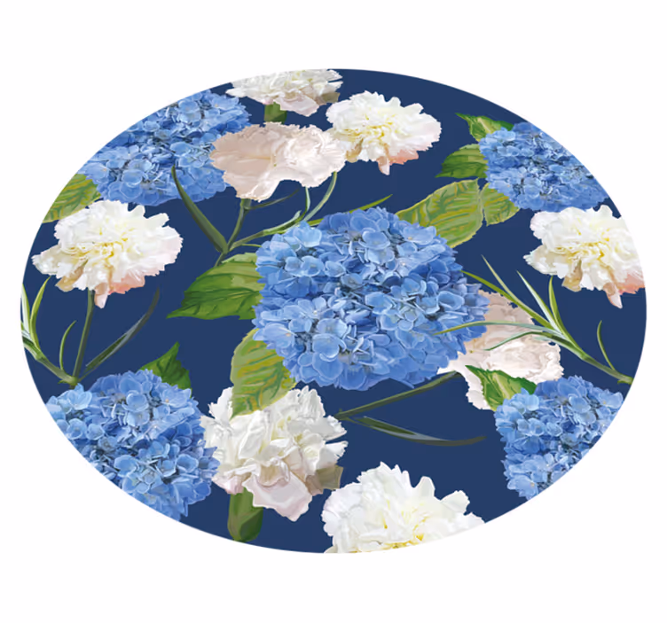 Hortensia mönster Vinylmatta blommor och växter - Tenstickers