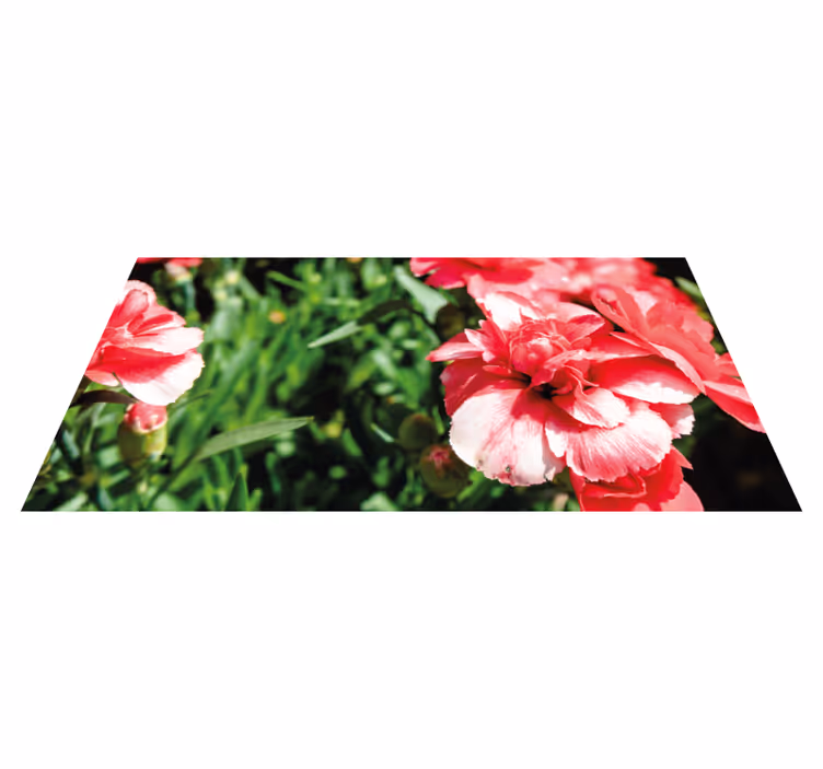 Rosa blommor och grönska Vinylmatta blommor och växter - Tenstickers