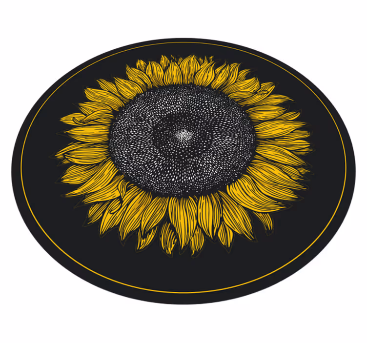Stor solrosdesign Vinylmatta blommor och växter - Tenstickers