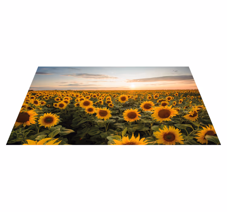 Solrosfält lugn Vinylmatta blommor och växter - Tenstickers