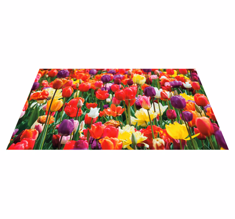 Olika tulpaner blommig matta - Tenstickers