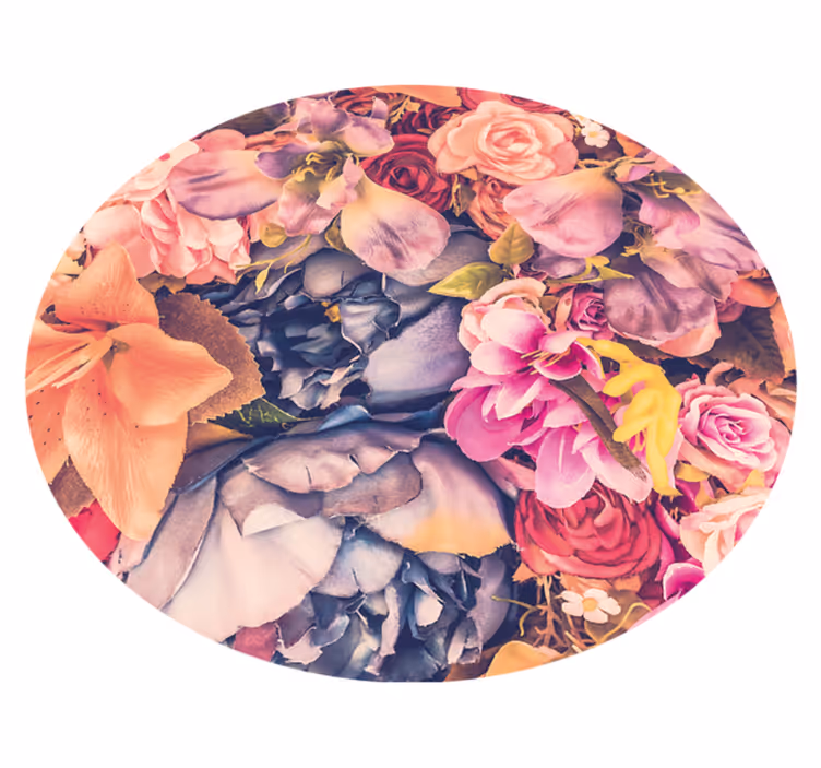 Olika färgade rosor blommig matta - Tenstickers