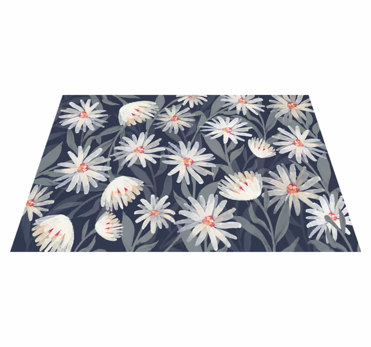 Vit tusensköna blommor vinyl matta - Tenstickers