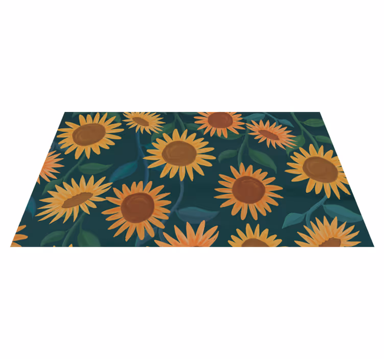 Vintage solrosmönster Vinylmatta blommor och växter - Tenstickers
