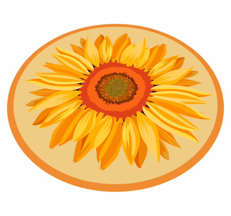Solrosrunda Vinylmatta blommor och växter - Tenstickers