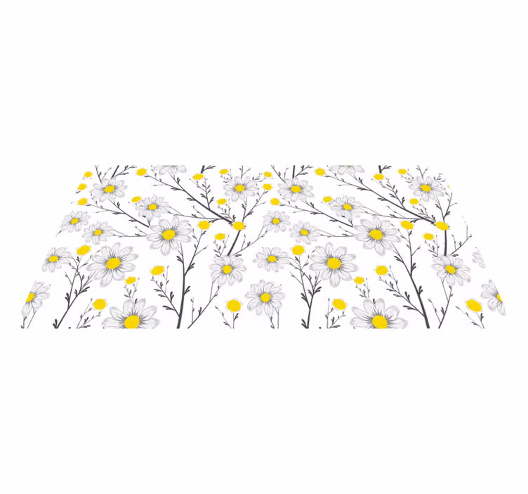 Gult blommönster Vinylmatta blommor och växter - Tenstickers