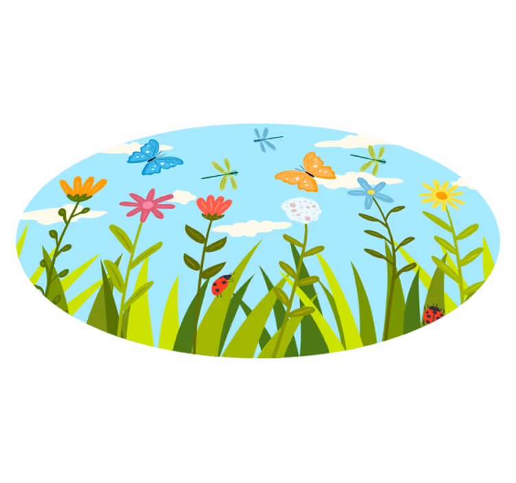 Blomsterträdgårdsscen Vinylmatta blommor och växter - Tenstickers