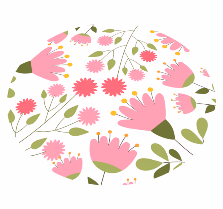 Blommönster glädje Vinylmatta blommor och växter - Tenstickers
