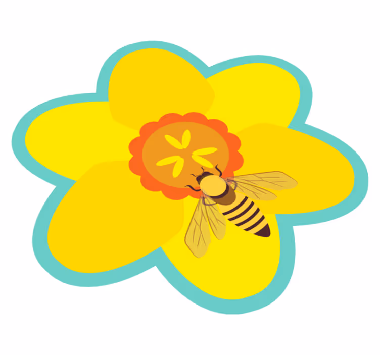 Bi på en solros Vinylmatta blommor och växter - Tenstickers