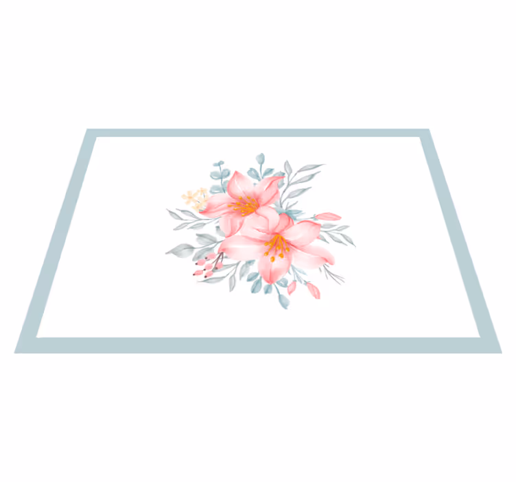 Rosa blommig elegans Vinylmatta blommor och växter - Tenstickers