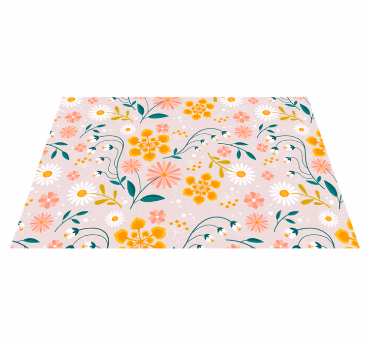 Vinylmatta blommor och växter prästkragsfält design - Tenstickers