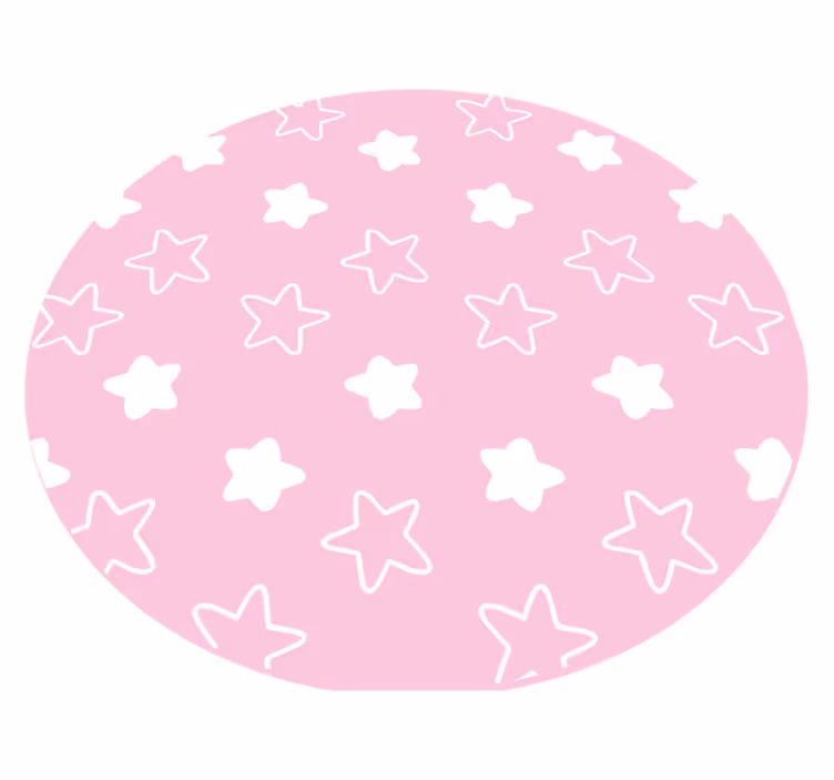 Rosa stjärnmönster Vinylmatta Cirkulär - Tenstickers