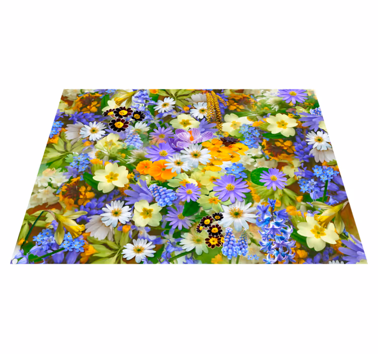 Livligt blomningskoncept Vinylmatta blommor och växter - Tenstickers