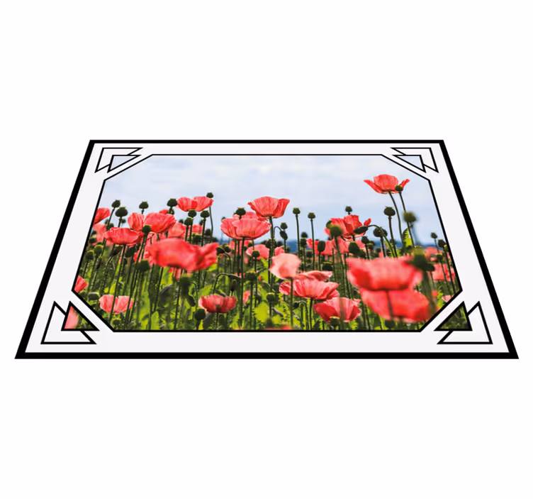 Färgglatt vallmofält Vinylmatta blommor och växter - Tenstickers
