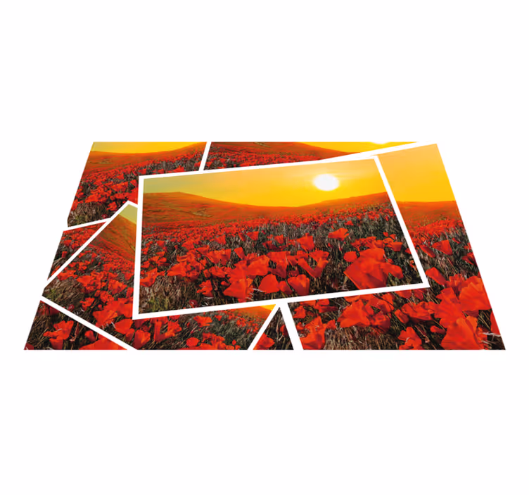 Livfulla blomsterfält Vinylmatta natur - Tenstickers