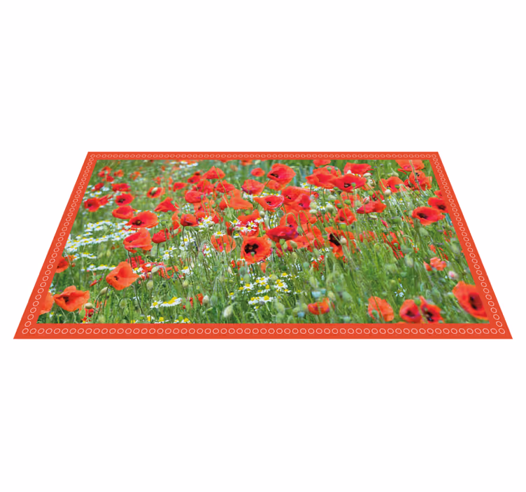 Vallmo och små vita blommor blommamatta - Tenstickers
