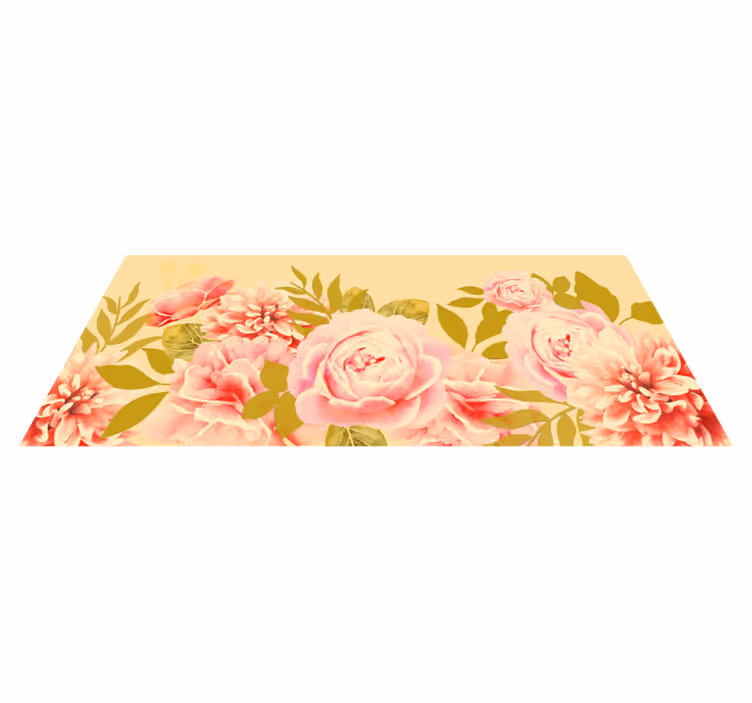 Vintage rosor mönster natur vinyl matta - Tenstickers