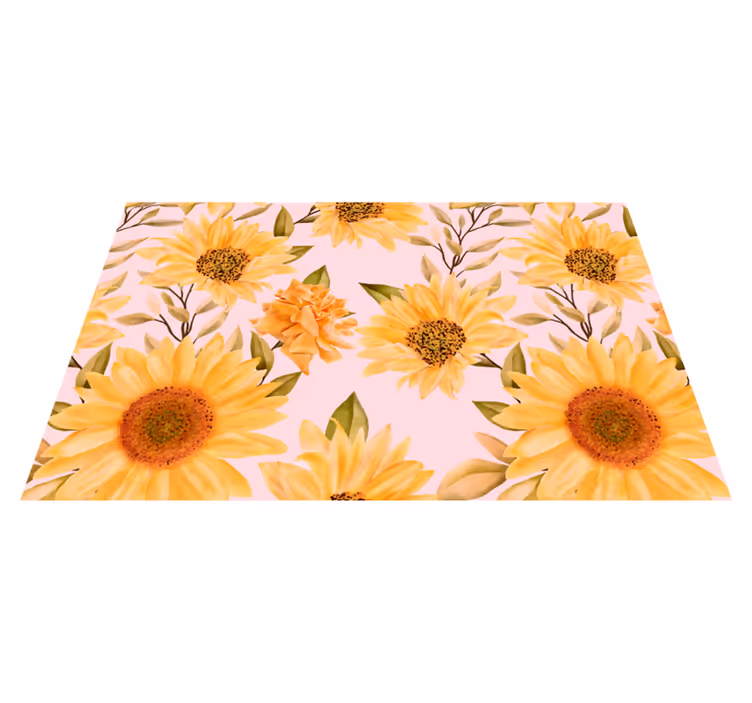 Vintage stora blommor mönster natur vinyl matta - Tenstickers