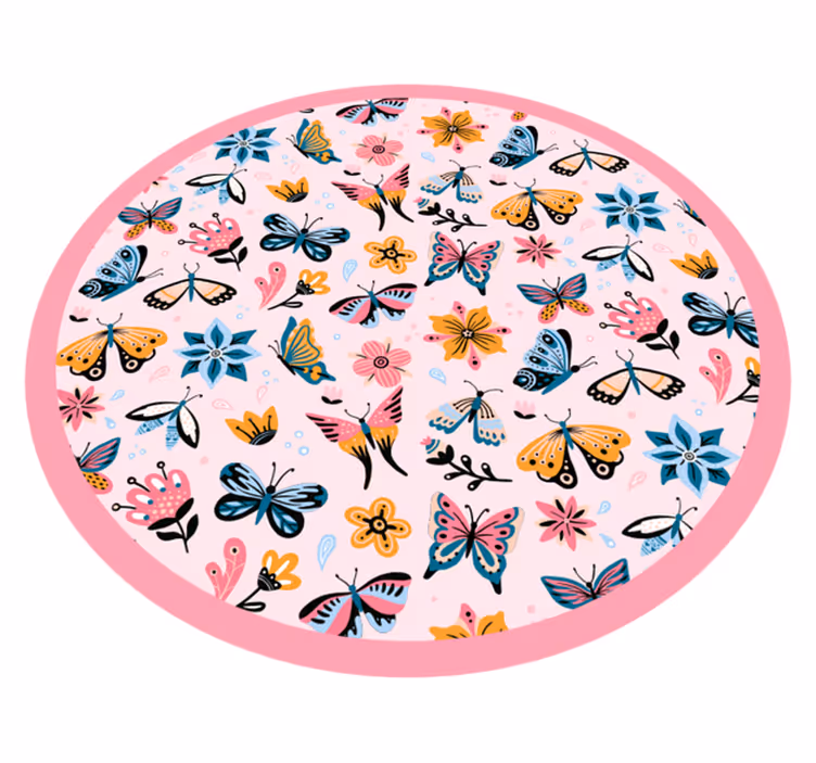 Vibrerande fjärilsemblem Vinylmatta Barn - Tenstickers
