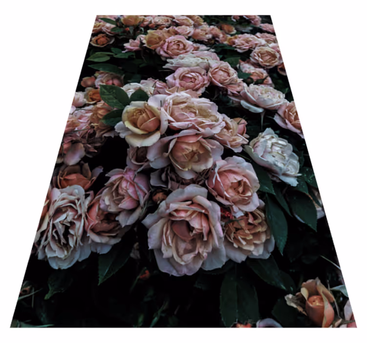 Multi rosa och vita rosor natur vinyl matta - Tenstickers