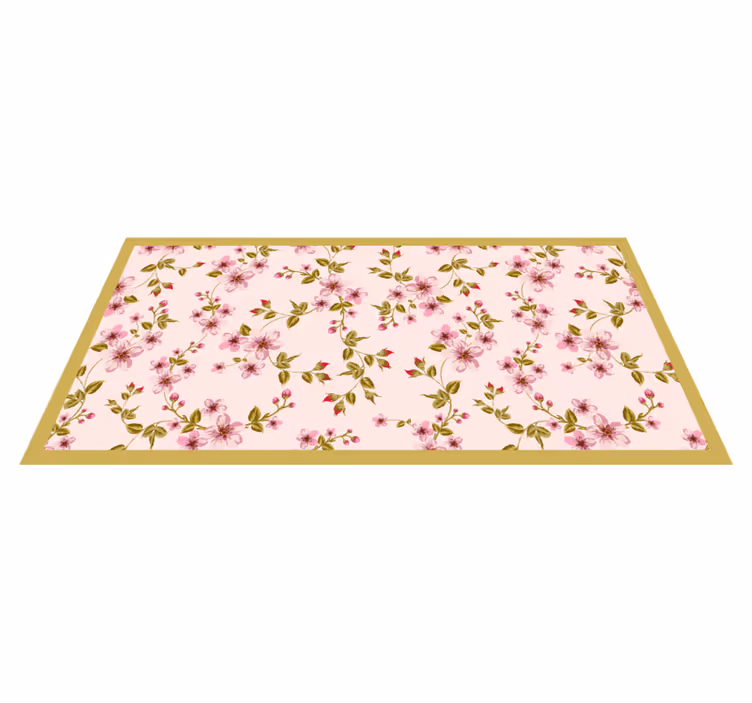 Liten rosa blommor natur vinyl matta - Tenstickers