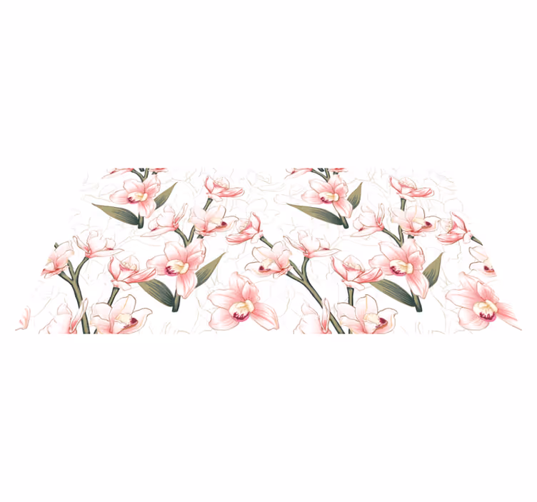 Delikat blommönster Vinylmatta blommor och växter - Tenstickers