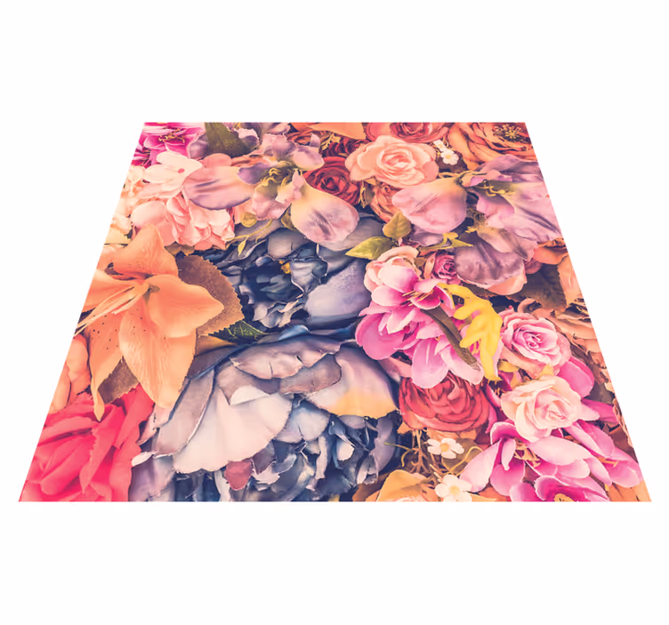 Färgglada blommor matta - Tenstickers