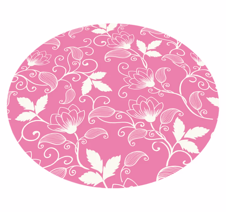 Rosa blommiga virvlar Vinylmatta blommor och växter - Tenstickers