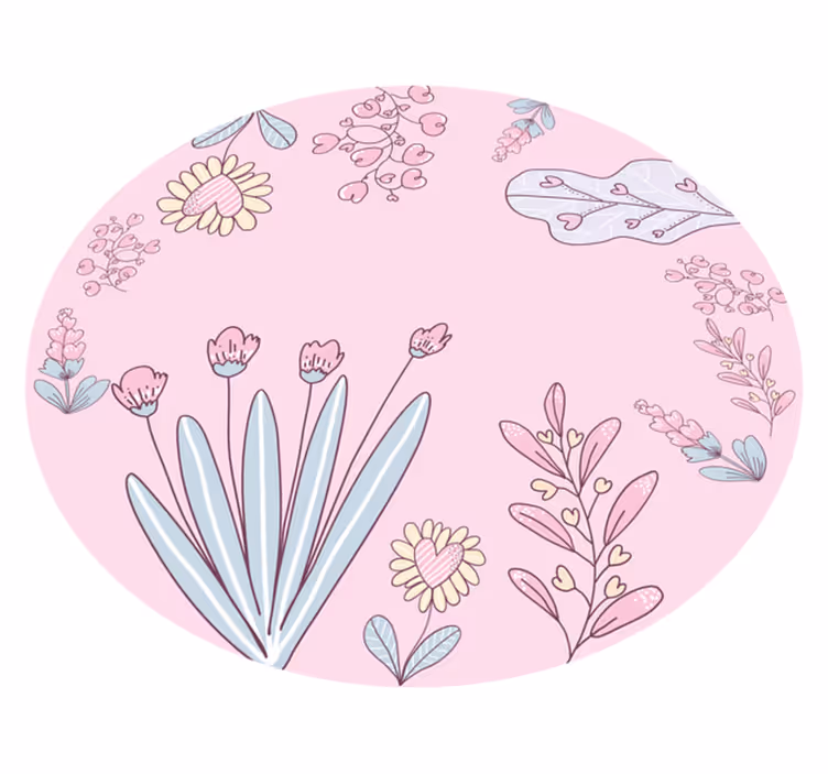 Blommiga hjärtmönster Vinylmatta blommor och växter - Tenstickers