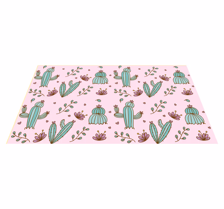 Kaktus blommönster Vinylmatta blommor och växter - Tenstickers