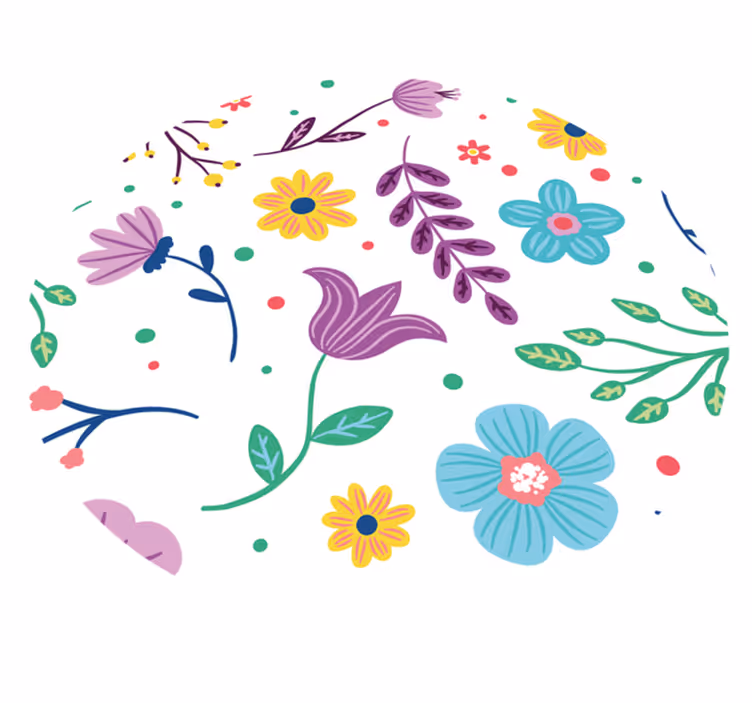 Livlig blommig inspiration Vinylmatta blommor och växter - Tenstickers
