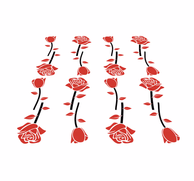 Röda rosmönster Vinylmatta blommor och växter - Tenstickers