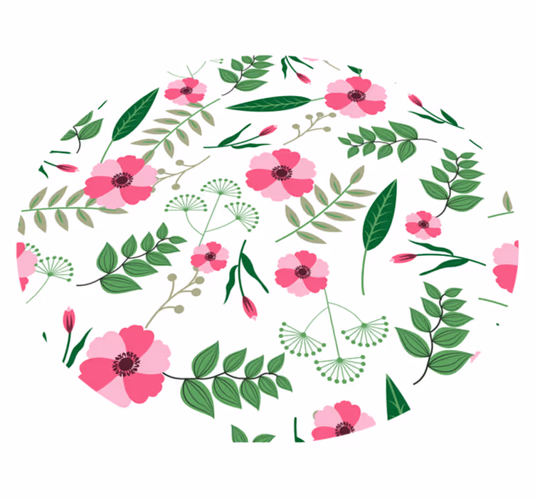 Cool rosa rosor blommig matta - Tenstickers