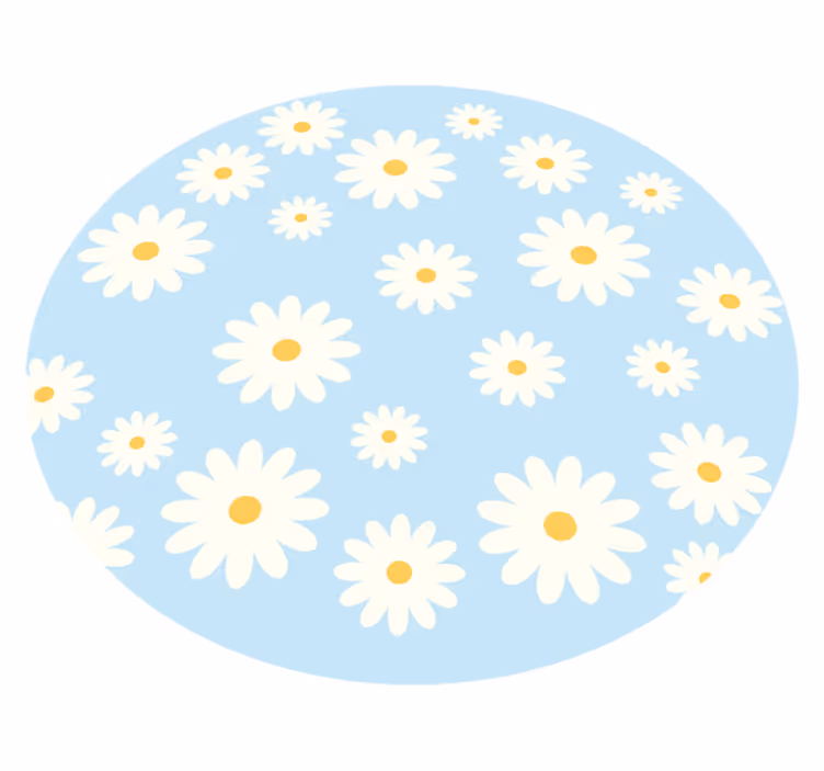 Prästkrage blommig emblem Vinylmatta Vardagsrum - Tenstickers