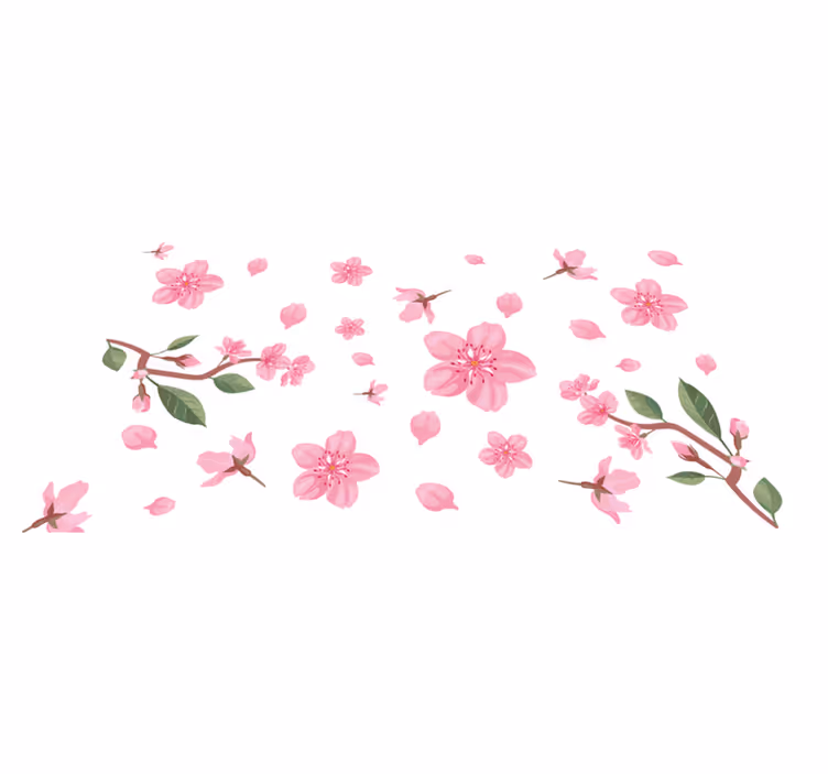Rosa körsbärsblommor blommig matta - Tenstickers