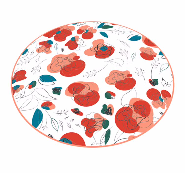 Abstrakt retro vallmo blommig matta - Tenstickers