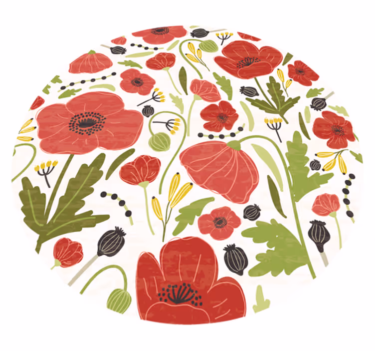 Röda vallmoblommor Vinylmatta blommor och växter - Tenstickers