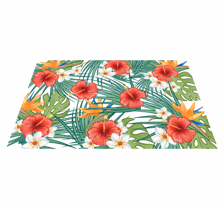 Tropiskt blommigt tema Vinylmatta blommor och växter - Tenstickers